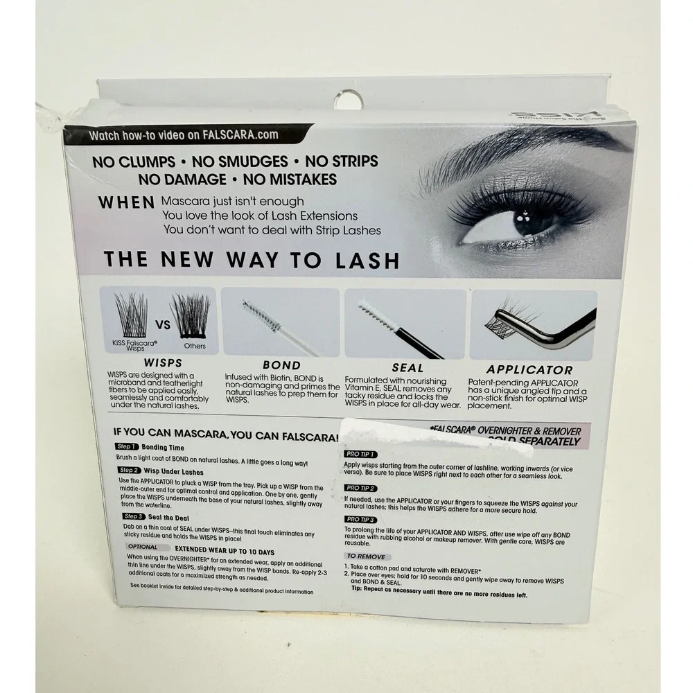 KISS Falscara Eyelash Extension Starter Kit DIY Clear Band Wisps Applicator New